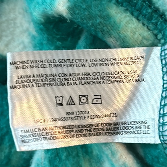 Eddie Bauer 1/2 Zip Recycled Fleece Pullover Sea-foam Green White Abstract Print - Picture 8 of 15